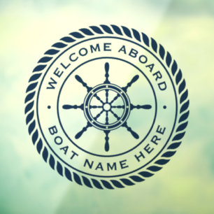 Autocollant Pour Fenêtre Bienvenue à bord du nom du bateau nautique