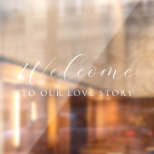 Autocollant Pour Fenêtre Bienvenue à Our Love Story Elegant Script Mariage (Feuille 2)