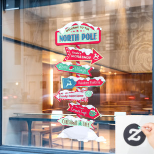 Autocollant Pour Fenêtre Bienvenue au pôle Nord après Noël