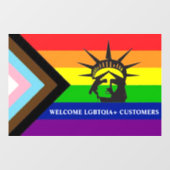 Autocollant Pour Fenêtre Bienvenue clients LGBTQIA+ - Gay-friendly (Feuille)