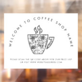 Autocollant Pour Fenêtre Bienvenue dans le Code QR du nom du café - Autocol (Feuille 2)