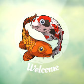 Autocollant Pour Fenêtre Bienvenue Deux Carpe de Poisson Koi Amical Carp Ca (Feuille 3)