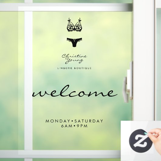 Autocollant Pour Fenêtre Bienvenue Heures d'ouverture Lingerie Store Transp (Maison)