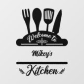 Autocollant Pour Fenêtre Bienvenue personnalisée dans la cuisine (Feuille)