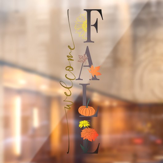 Autocollant Pour Fenêtre Bienvenue saison automnale feuilles Fleur de citro (Feuille 2)