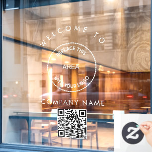 Autocollant Pour Fenêtre Bienvenue sur le code QR du logo de Nom de l'entre