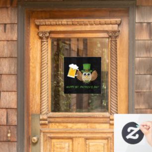 Autocollant Pour Fenêtre Bière Boire Chouette Saint Patrick's Day   Personn