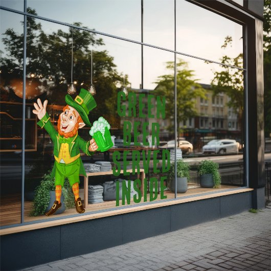 Autocollant Pour Fenêtre Bière servie à l'intérieur de St Patrick's Day Lep