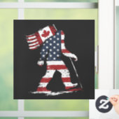 Autocollant Pour Fenêtre Bigfoot Holding Canada Flag 51e Trump d'État (Maison)