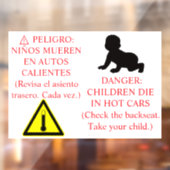 Autocollant Pour Fenêtre Bilingual Car Safety Sticker Warning  (Feuille 2)