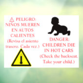 Autocollant Pour Fenêtre Bilingual Car Safety Sticker Warning  (Feuille 3)