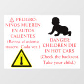 Autocollant Pour Fenêtre Bilingual Car Safety Sticker Warning  (Feuille)