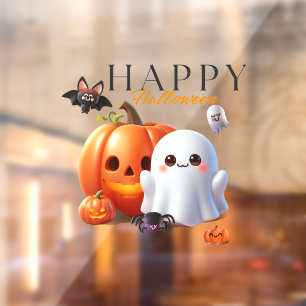 Autocollant Pour Fenêtre Black and Orange Mignon Joyeux Halloween