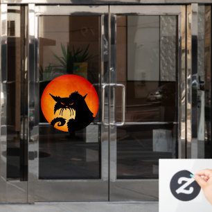Autocollant Pour Fenêtre Black Cat Orange Moon