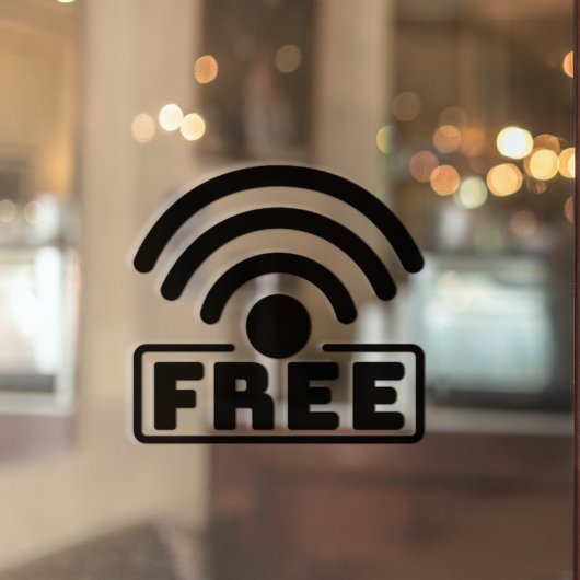 Autocollant Pour Fenêtre Black Free WIFI Workspace Café Shop