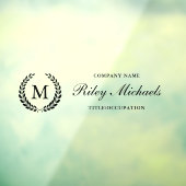 Autocollant Pour Fenêtre Black Laurel Wreath Elegant Monogramme Nom Titre (Feuille 3)