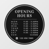 Autocollant Pour Fenêtre Black Modern Business Heures d'ouverture (Feuille)