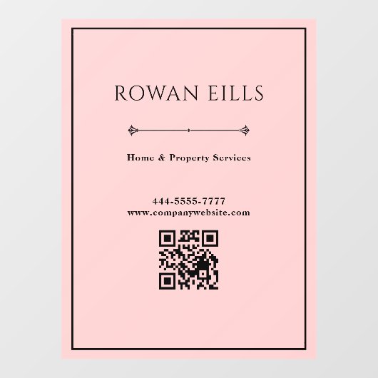 Autocollant Pour Fenêtre Black Pink QR Code Office door sign (Feuille)