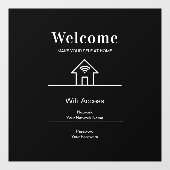 Autocollant Pour Fenêtre Black Simple Welcome Accueil Wifi Métal (Feuille)
