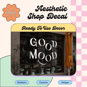Autocollant Pour Fenêtre Blanc Bonne humeur Élégante Typographie Fenêtre Cl