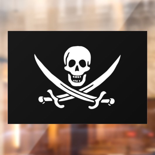 Autocollant Pour Fenêtre Blanc, Drapeau Pirate Calico Jack, Crâne & Cutlass (Feuille 2)