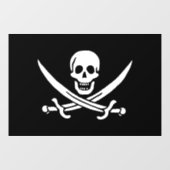 Autocollant Pour Fenêtre Blanc, Drapeau Pirate Calico Jack, Crâne & Cutlass (Feuille)