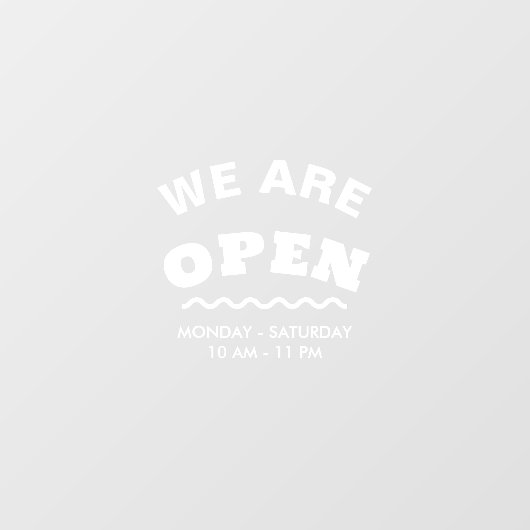 Autocollant Pour Fenêtre Blanc Moderne Nous Sommes Ouvert Clair Fenêtre (Feuille)