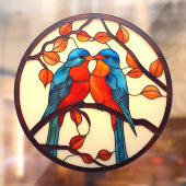 Autocollant Pour Fenêtre Bleu Oiseaux Inséparables Faux Verre Tiré (Feuille 2)