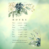 Autocollant Pour Fenêtre Bleu Vert Faune Succulente Heures d'ouverture (Feuille 3)