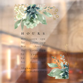 Autocollant Pour Fenêtre Bleu Vert Faune Succulente Heures d'ouverture (Feuille 2)