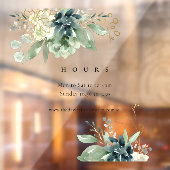 Autocollant Pour Fenêtre Bleu Vert Faune Succulente Heures d'ouverture (Feuille 2)