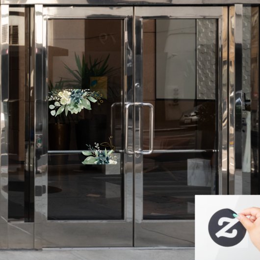 Autocollant Pour Fenêtre Bleu Vert Faune Succulente Heures d'ouverture (Porte de bureau)