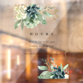 Autocollant Pour Fenêtre Bleu Vert Faune Succulente Heures d'ouverture (Feuille 2)