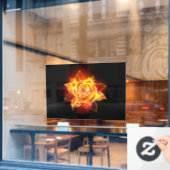 Autocollant Pour Fenêtre Blooming Fire Rose (Fenêtre de café)