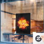 Autocollant Pour Fenêtre Blooming Fire Rose (Fenêtre de café)