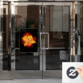 Autocollant Pour Fenêtre Blooming Fire Rose (Porte de bureau)