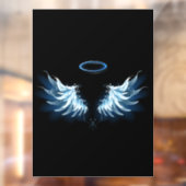 Autocollant Pour Fenêtre Blue Glowing Angel Wings on black background (Feuille 2)