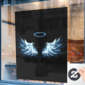 Autocollant Pour Fenêtre Blue Glowing Angel Wings on black background (Fenêtre de café)