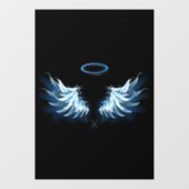 Autocollant Pour Fenêtre Blue Glowing Angel Wings on black background (Feuille)