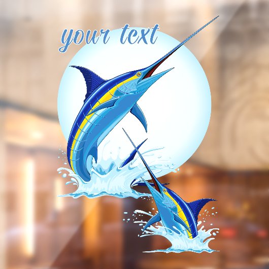 Autocollant Pour Fenêtre Blue Marlin Jumping out of Ocean (Feuille 2)