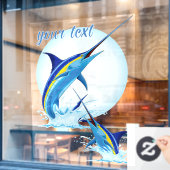 Autocollant Pour Fenêtre Blue Marlin Jumping out of Ocean (Fenêtre de café)