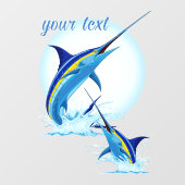 Autocollant Pour Fenêtre Blue Marlin Jumping out of Ocean (Feuille)