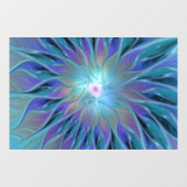 Autocollant Pour Fenêtre Blue Purple Flower Dream Abstrait Fractal Art (Feuille)
