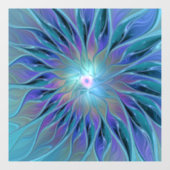 Autocollant Pour Fenêtre Blue Purple Flower Dream Abstrait Fractal Art (Feuille)