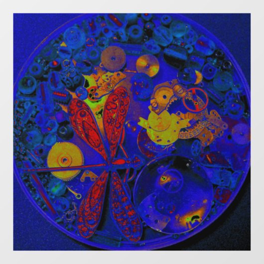 Autocollant Pour Fenêtre Blue Steampunk Dragonfly window (Feuille)