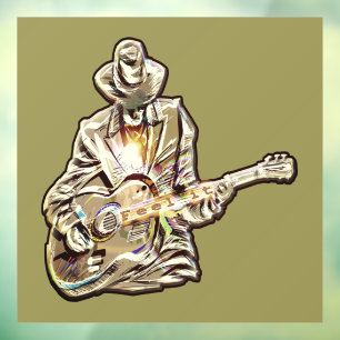 Autocollant Pour Fenêtre Blues Musician - Ressentez la musique