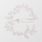 Autocollant Pour Fenêtre Blush Dusty Pink Monogramme Nom Entreprise (Feuille)