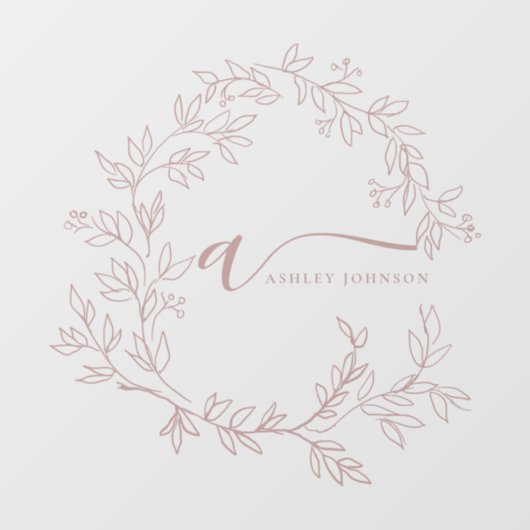 Autocollant Pour Fenêtre Blush Dusty Pink Monogramme Nom Entreprise (Feuille)