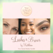 Autocollant Pour Fenêtre Blush Pink Script Logo Photo Lashes Brows Studio (Feuille 3)