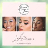 Autocollant Pour Fenêtre Blush Pink Script Logo Photo Lashes Studio  (Feuille 3)